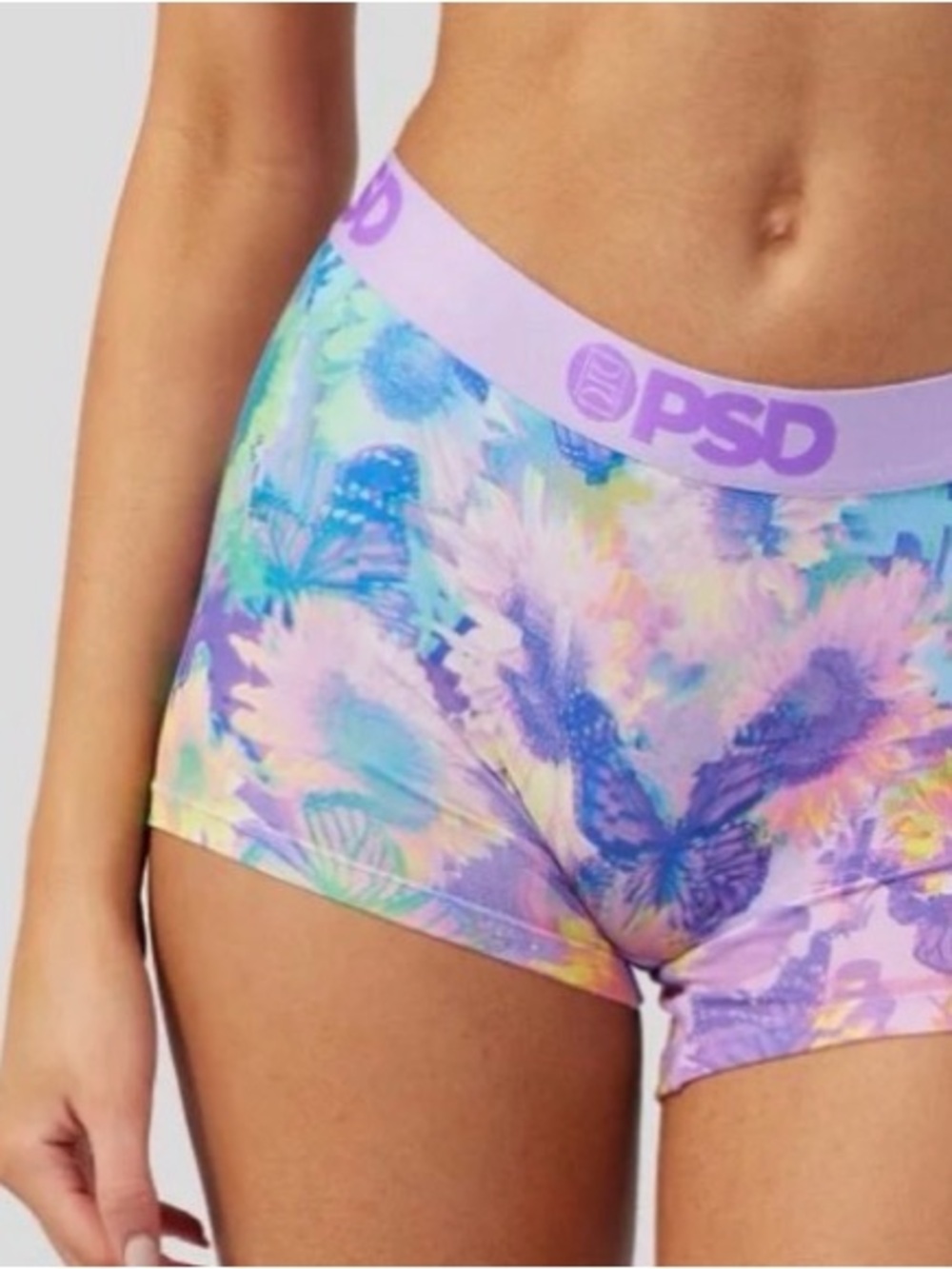 PSD /// Women's Garden Glitch Lavender Floral Soft Boy Shorts - Size Small